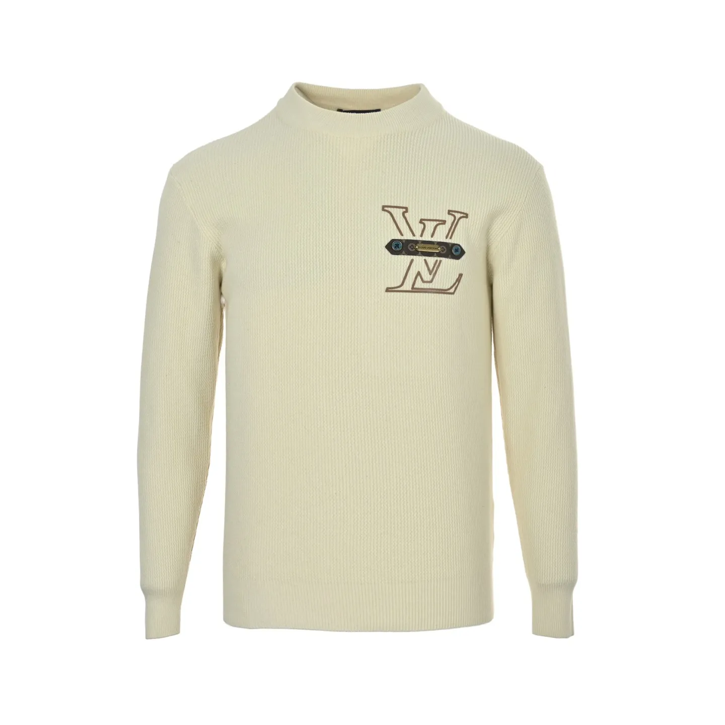 Louis Vuitton/Louis Vuitton chest old pattern leather crew neck sweater